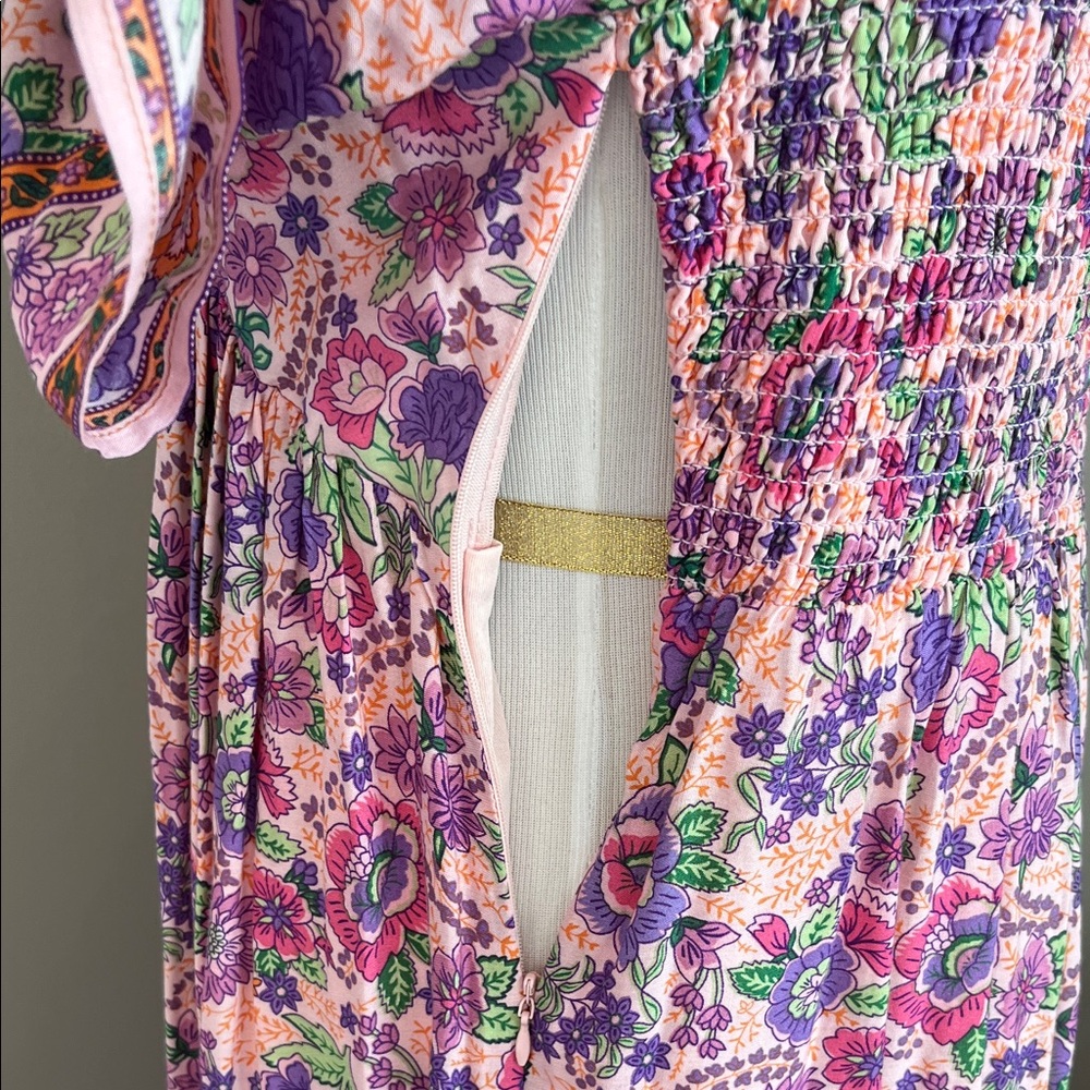 In loom Floral Pink Maxi Dress Medium Bump Friendly - Picture 8 of 10